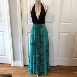 Black and teal maxi dress